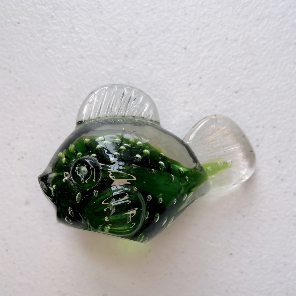 Clear Green Glass Fish 4” Long x 3” Tall